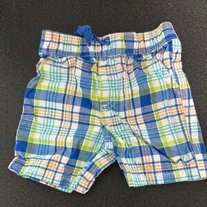 First Impressions Blue and Green Plaid Shorts